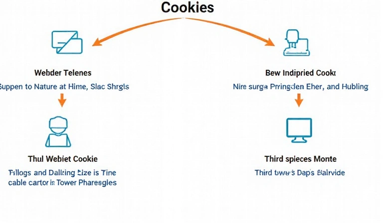 Diagrama fluxului de date a cookie-urilor care arată cum informațiile sunt stocate și utilizate de site-uri web și terțe părți