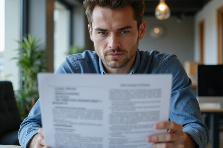 Persoană citind termeni și condiții pe un laptop